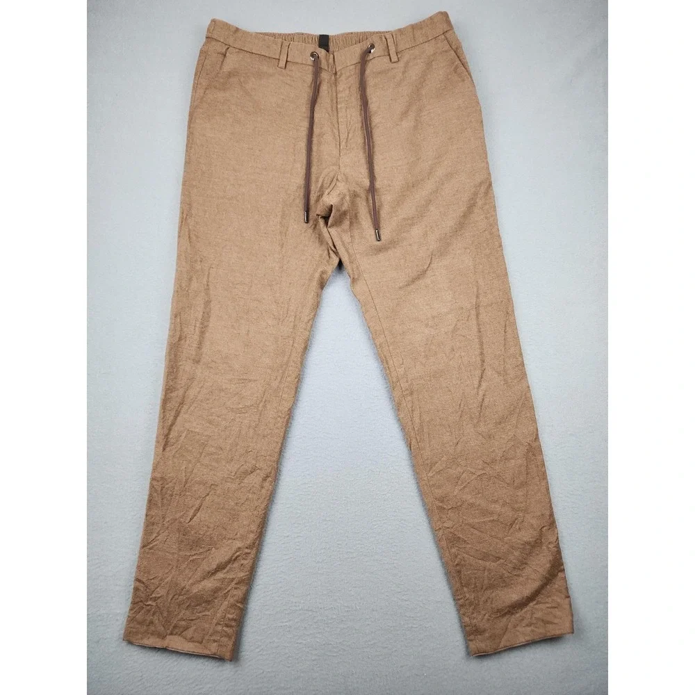 Hugo Boss Crigan Pants Mens 34(32)x30 Brown Slim Tapered Chino Drawstring Casual
